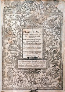 A Plaine and EasieのFrontispiece、Practicall Musicke入門Thomas Morley、詳細、1597 作： English School